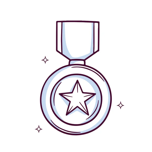 Icône Médaille Dessinée Main Médaille Gagnante Doodle Croquis Illustration Vectorielle — Image vectorielle