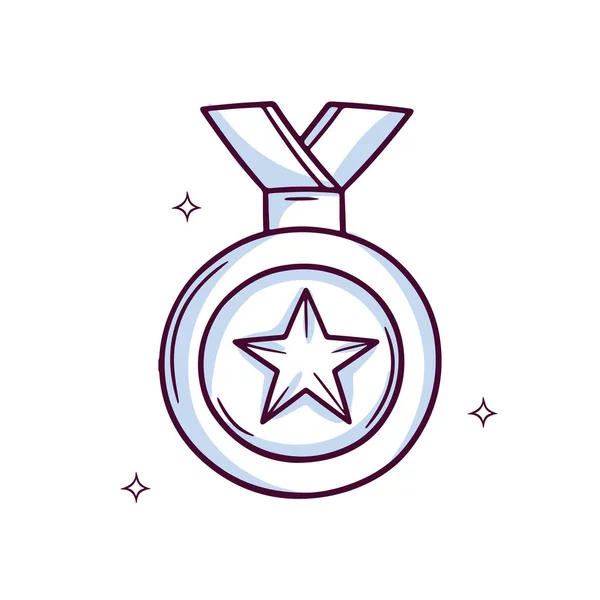 Ícone Medalha Desenhada Mão Medalha Vencedora Desenho Doodle Ilustração Vetorial —  Vetores de Stock