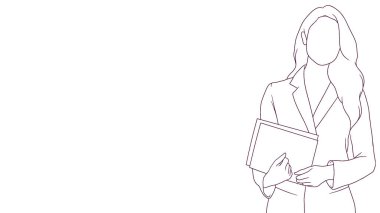 Bir not taşıyan yetkilendirilmiş iş kadını, el çizimi biçim çizimi illüstrasyon