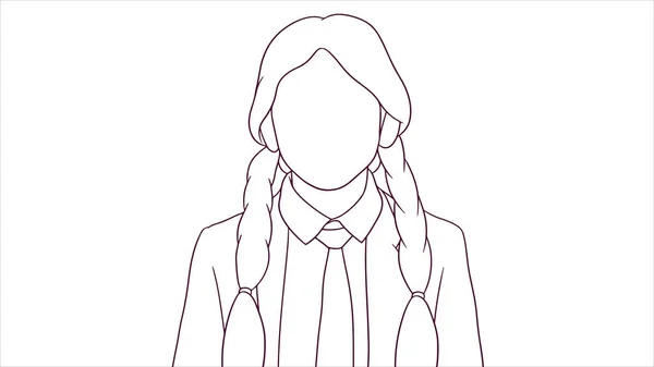 Écolière Joyeuse Code Vestimentaire Illustration Vectorielle Style Dessinée Main — Image vectorielle