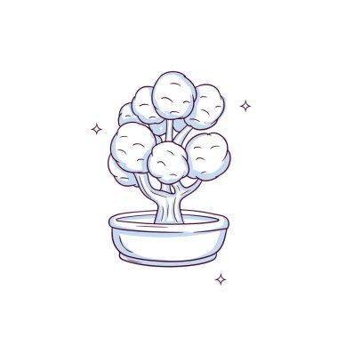 El yapımı bonsai ağacı. Doodle Çizim Vektörü İllüstrasyonu