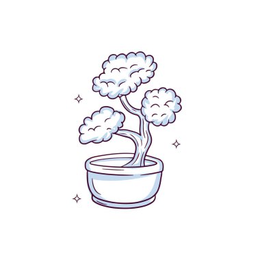 El yapımı bonsai ağacı. Doodle Çizim Vektörü İllüstrasyonu