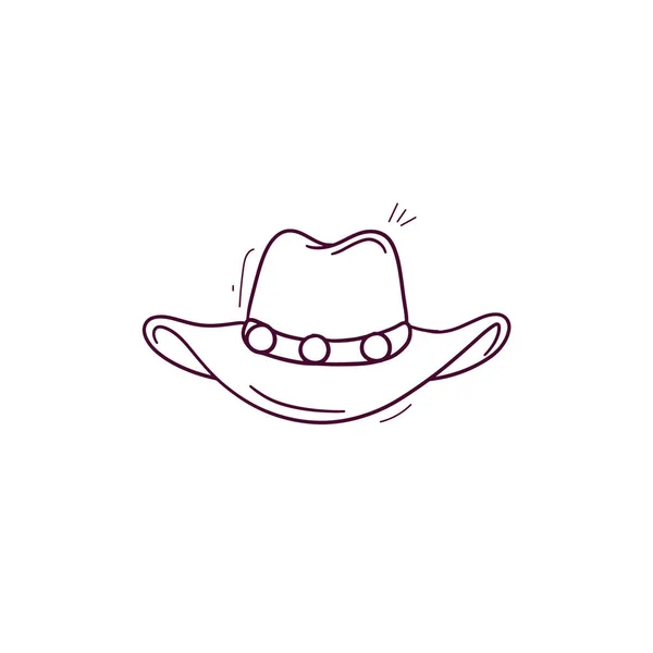 Kovboy Şapkası Ikonunun Çizimi Çizimi Doodle Vektör Çizim Çizimi — Stok Vektör