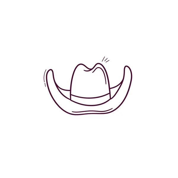 Kovboy Şapkası Ikonunun Çizimi Çizimi Doodle Vektör Çizim Çizimi — Stok Vektör