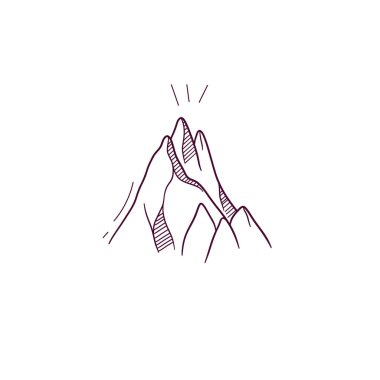 Dağ ikonunun el çizimi çizimi. Doodle Vektör Çizim Çizimi