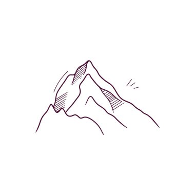 Dağ ikonunun el çizimi çizimi. Doodle Vektör Çizim Çizimi
