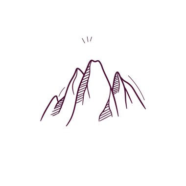Dağ ikonunun el çizimi çizimi. Doodle Vektör Çizim Çizimi