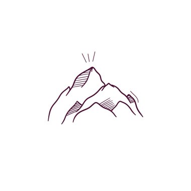 Dağ ikonunun el çizimi çizimi. Doodle Vektör Çizim Çizimi