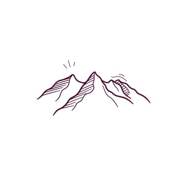 Dağ ikonunun el çizimi çizimi. Doodle Vektör Çizim Çizimi