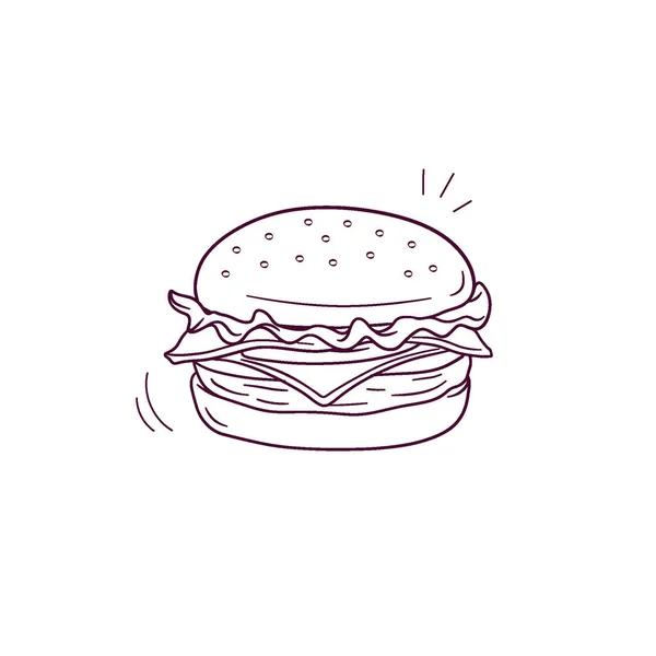 Illustration Dessinée Main Icône Cheeseburger Illustration Croquis Vectoriels Doodle — Image vectorielle