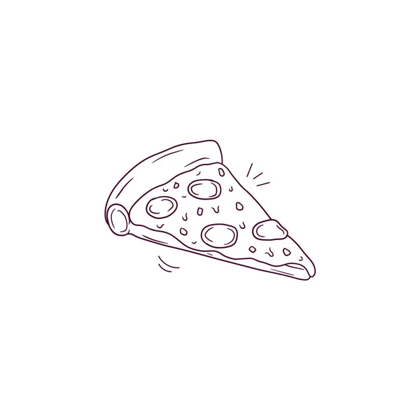 Ilustración Dibujada Mano Del Icono Pizza Rodajas Doodle Vector Sketch — Vector de stock