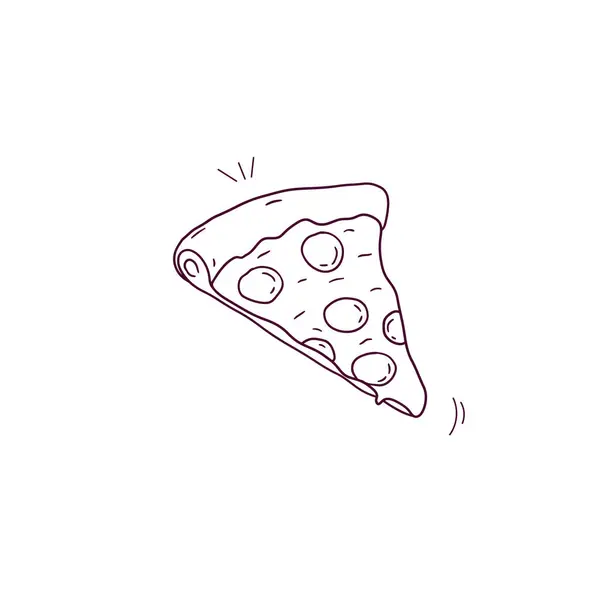 Dilimlenmiş Pizza Ikonunun Çizimi Çizimi Doodle Vektör Çizim Çizimi Vektör Grafikler