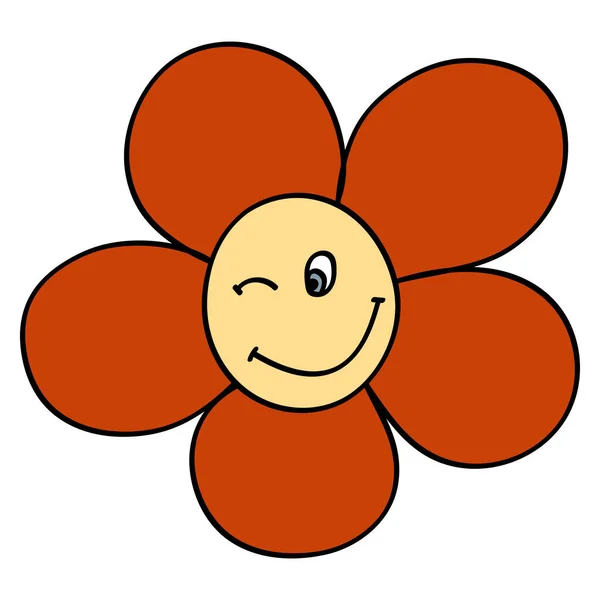 Посміхніться Дейзі Або Роках Стилі Ретро Тріппі Посмішка Квітка 1970 — стоковий вектор