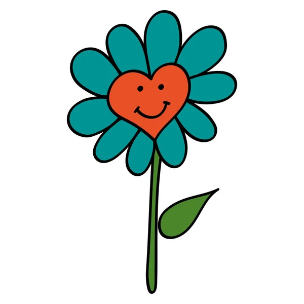 Смайлі Дейзі Або Роках Стиль Ретро Тріппі Посмішка Квітка 1970 — стоковий вектор