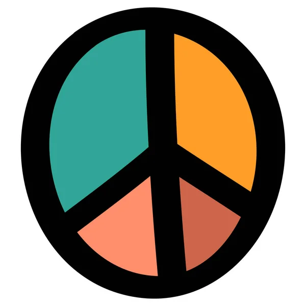 Peace Buntes Symbol Retro Stil Der 70Er Oder 60Er Jahre — Stockvektor