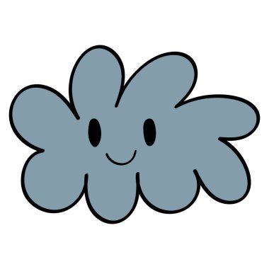 70 'lerde ya da 60' larda, Gülümseyen ve Gözlü Retro Trippy Style. Hava Komik 1970 Simgesi. Yetmişlerin Muhteşem Çiçekleri. Çizgi film Karakteri El Çizim Vektörü İllüstrasyonu. 