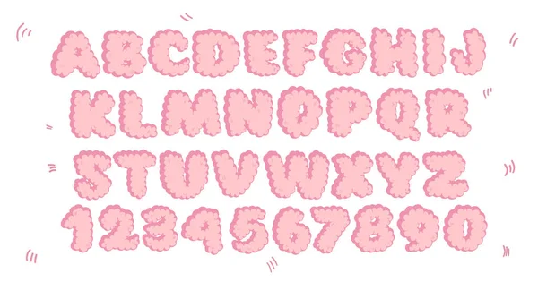 Alphabet Nuage Dessin Main Lettres Dessins Animés Dans Style Simple — Image vectorielle