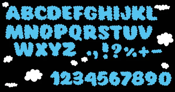 手绘云字母 简朴孩子的漫画风格 时尚复古Y2K泡泡集 有趣的儿童拉丁字体 矢量说明 — 图库矢量图片