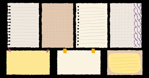 Yırtık Kağıt Kağıt Kağıt Kağıt Notları Koleksiyonu Yapıştırması Planlayıcı Albüm — Stok Vektör