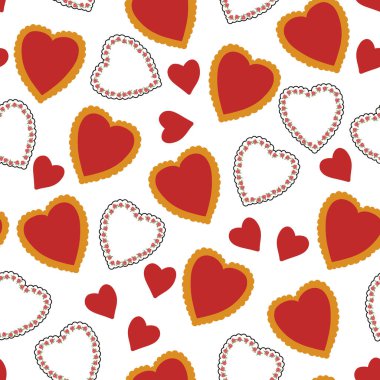 Sevgililer Günü kusursuz geçti. El çizimi şirin elementler antika tarzında. Kalp duvar kâğıdı. Basit şekil, gül çiçekleri, geleneksel Sevgililer Günü vektör illüstrasyonu.