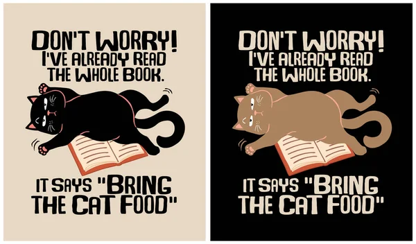 Cat Laying Book Cat Lover — Vetor de Stock