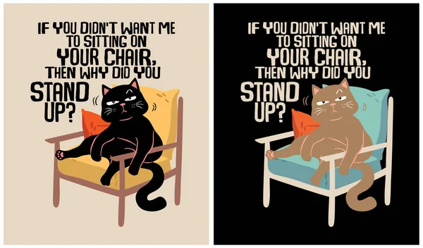 Cat Sitting Chair Cat Lover — Vetor de Stock