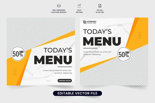 Culinary Menu Promo Template Vector Social Media Marketing Special Food — Stock Vector