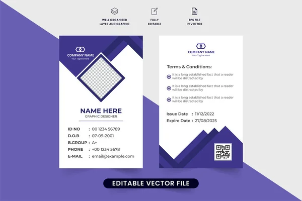 Diseño Tarjetas Identidad Listas Para Imprimir Para Organizaciones Empresariales Académicas — Vector de stock