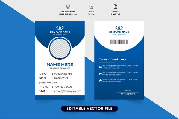 Diseño Plantilla Tarjeta Identidad Empresa Con Color Azul Oscuro Formas — Vector de stock