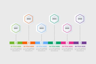 Business infographics timeline template vector with colorful geometric shapes. Integrated flowchart background. Business project and presentation process step graph chart design for office.