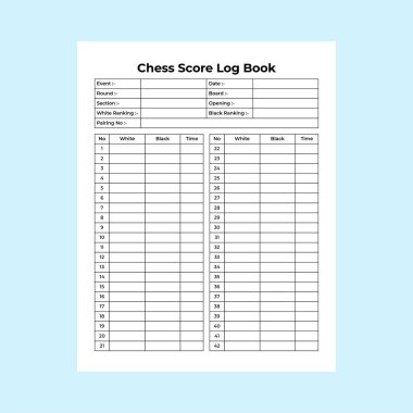 Satranç skor defteri KDP 'nin iç mimarisi. Satranç oyunu izleyicisi ve skor kontrol şablonu. KDP dahili dergisi. Satranç oyunu bilgi izleyicisi ve oyuncunun KDP içeriği için not defteri.