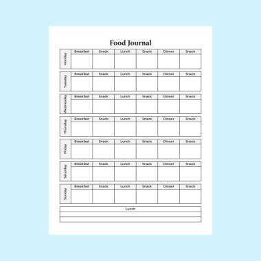 Haftalık Gıda Planlayıcısı KDP iç mimarisi. Yemek alışkanlığı takip cihazı ve haftalık yiyecek rutin not defteri şablonu. KDP dahili dergisi. Gıda takvimi ve içerideki bilgi takip cihazı. Diyet bilgi denetleyici.