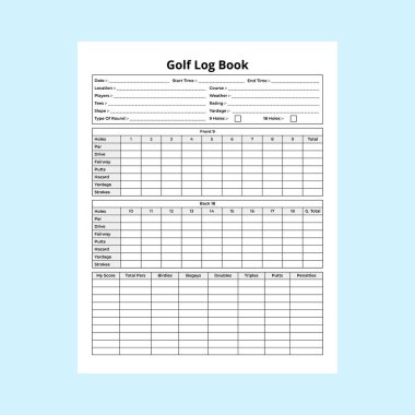 Golf puanı defteri KDP 'nin iç mimarisi. Günlük golf bilgileri ve maç skoru kayıt defteri şablonu. KDP dahili dergisi. Golf konum bilgi kaydedicisi ve hava durumu denetleyicisi iç.
