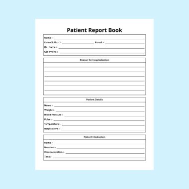 Hemşire raporları KDP 'nin içi. Doktor ve tıbbi gereklilikler not defteri şablonu. KDP dahili dergisi. Hemşire günlük hasta raporları denetleyici ve ilaç takip cihazı..