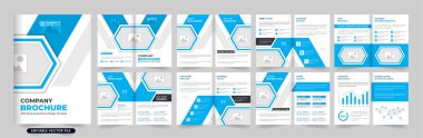 Şirket portföyü ve profil broşürü taşıyıcıları olan bir şablon vektörü. Minimal business dergisi ve sunum düzeni tasarımı. Şirket Teklif Kitabı mavi ve koyu renkli.