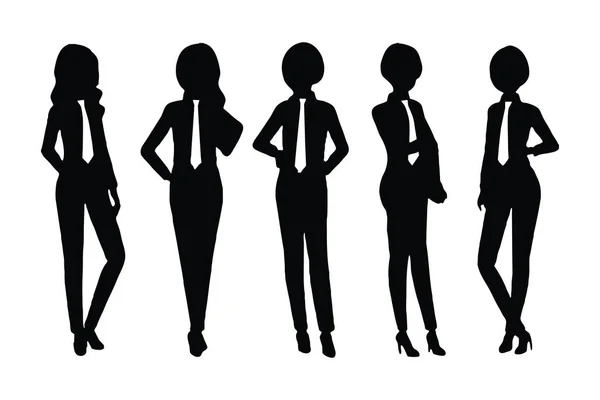 Moderne Businessfrau Silhouette Gesetzt Vektor Auf Weißem Hintergrund Stilvolle Frauen — Stockvektor