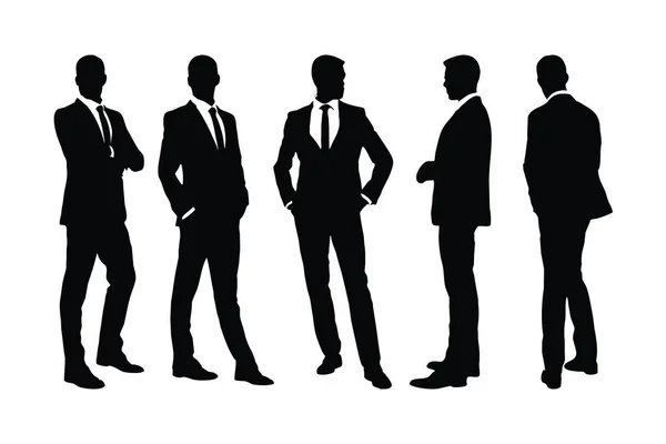 Moderne Geschäftsmann Silhouette Bündel Stehend Verschiedenen Positionen Männliche Angestellte Dienstkleidung — Stockvektor