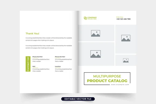 Katalog Produktów Firmy Szablon Okładki Broszury Zielonymi Ciemnymi Kolorami Nowoczesny — Wektor stockowy