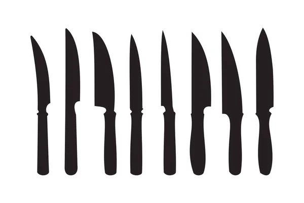 Vlakke Vector Boning Knife Collectie Chefmes Keukenschaar Keukengerei Vleessnijdolk Vleeshelikopter — Stockvector