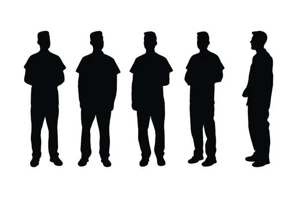 Männliche Arztsilhouette Auf Weißem Hintergrund Männerarzt Mit Schürze Und Stehenden — Stockvektor