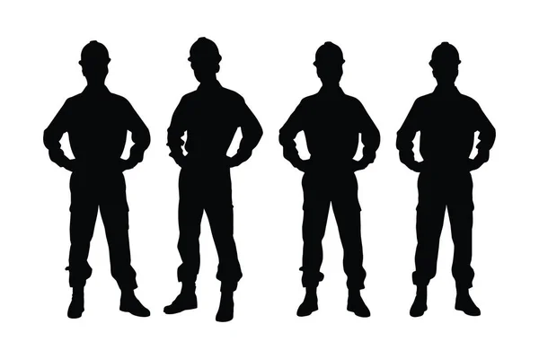 Colección Siluetas Engineer Boys Ingenieros Trabajadores Masculinos Con Rostros Anónimos — Vector de stock