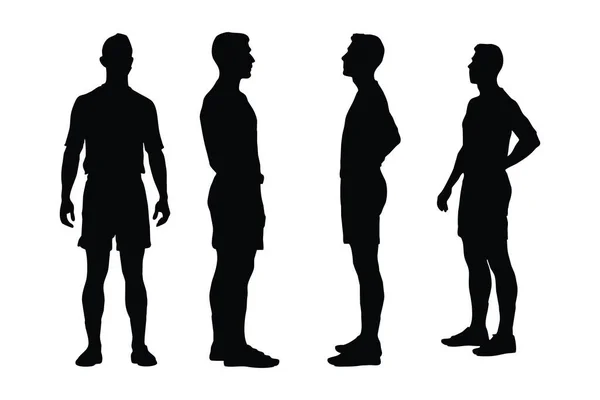 Male Lifeguard Silhouette White Background Beach Lifeguards Wearing Uniforms Muscular — Stock Vector