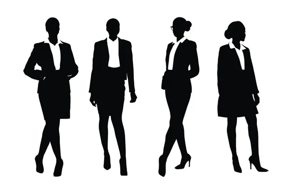Kvinnlig Rådgivare Siluett Set Vektor Vit Bakgrund Advokatkvinnor Med Anonyma — Stock vektor
