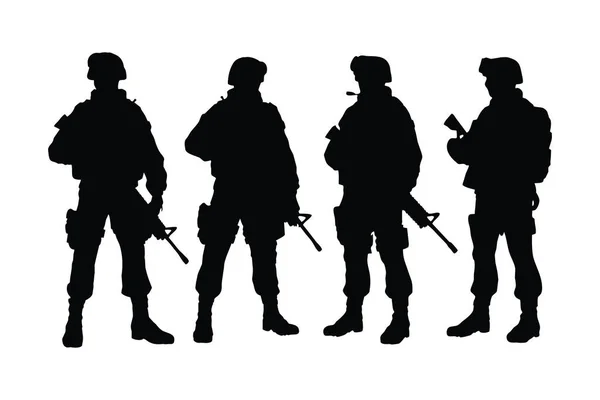 Exércitos Masculinos Silhueta Fundo Branco Unidades Especiais Exército Coleção Silhueta —  Vetores de Stock