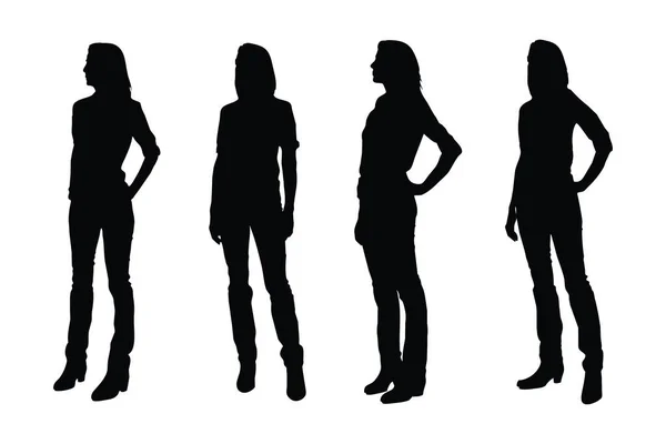 Жінки Модні Актори Анонімними Обличчями Силует Жіночої Моделі Білому Тлі — стоковий вектор