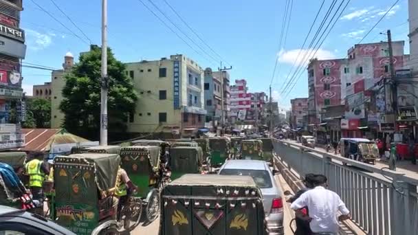 Obrovský Dopravní Zácpa Městské Oblasti Každodenní Život Lidí Města Slunečného — Stock video
