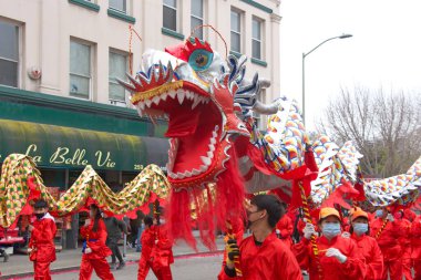 Oakland, CA - Jan 29, 2023: Participants in the first annual Lunar New Year Parade in Oakland.