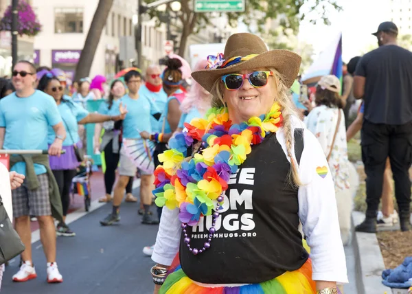 stock image Oakland, CA - Sept 10, 2023: Participants at the Oakland Gay Pride Parade on Broadway, downtown Oakland. Fuel the Power of Pride.