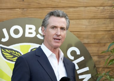 San Francisco, CA - Nov 9, 2023:  Governor Gavin Newsom speaking about the Clean California project. Caltrans has cleared more than 2 million cubic yards of litter from CA roadways clipart