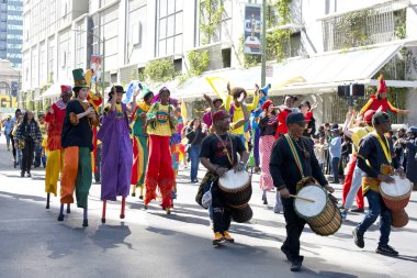 Oakland, CA - Feb 25, 2024: Unidentified partiipants in the 7th annual Black Joy Parade in Oakland, CA. clipart